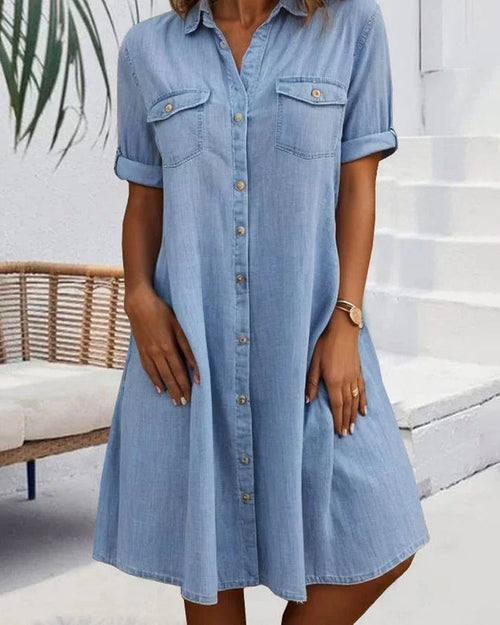 Sveta | Shirt Dress Short Sleeve Denim-Style