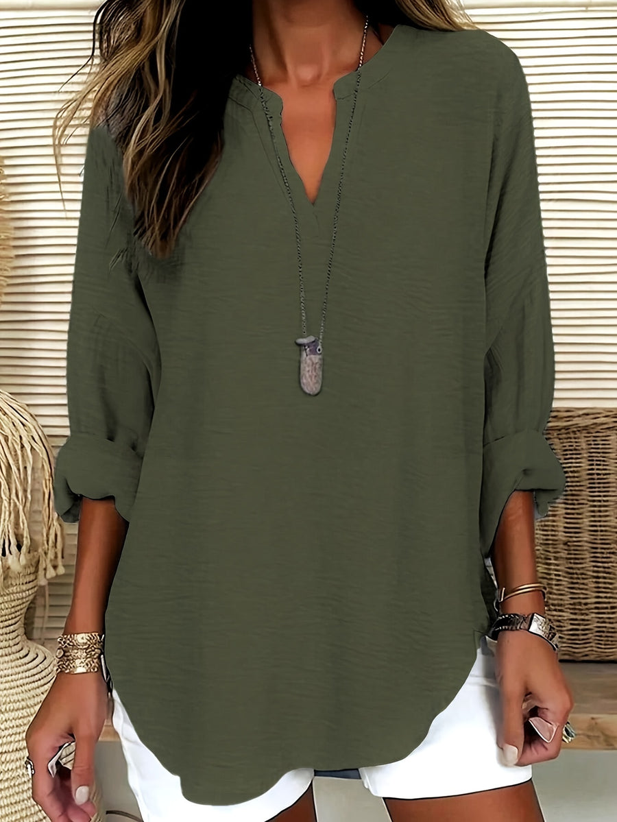 Shawna | V Neck Long Sleeve Relaxed Blouse