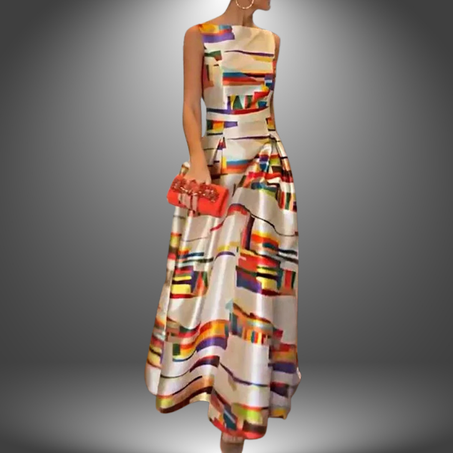Vivien | Maxi Dress Geometric Print Open Back