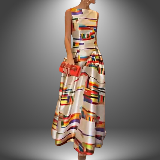 Vivien | Maxi Dress Geometric Print Open Back