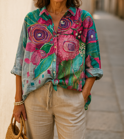 Petra | Floral Print Button Front Shirt