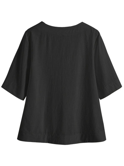 Mattea | V Neck Loose Fit Short Sleeve Top
