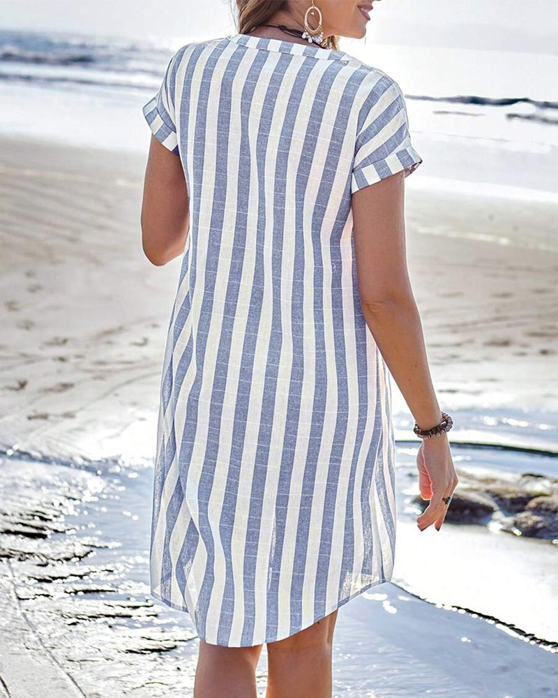 Berlisa | Striped Short Sleeve Shirt Dress