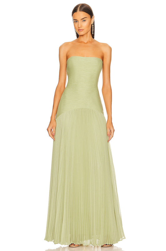 Carina | Strapless Pleated Maxi Evening Dress