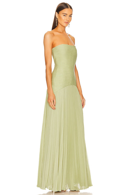 Carina | Strapless Pleated Maxi Evening Dress