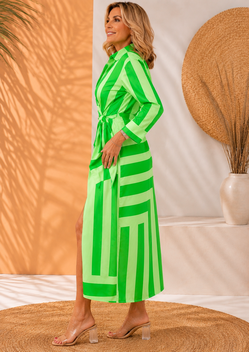 Olivera | Wrap Maxi Dress With Printed Tie Waist
