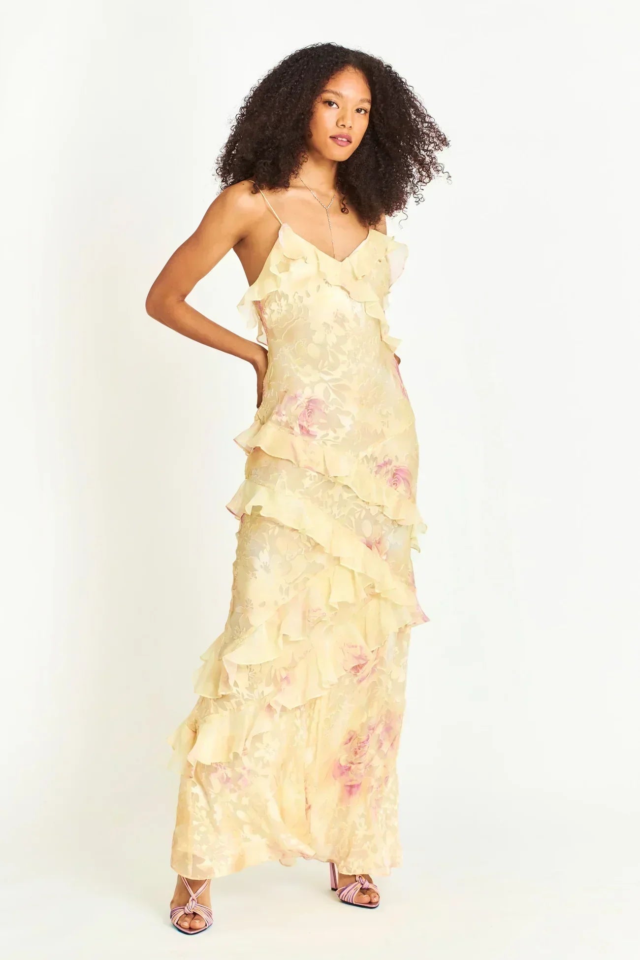Latonya | Floral Ruffle Strap Maxi Dress