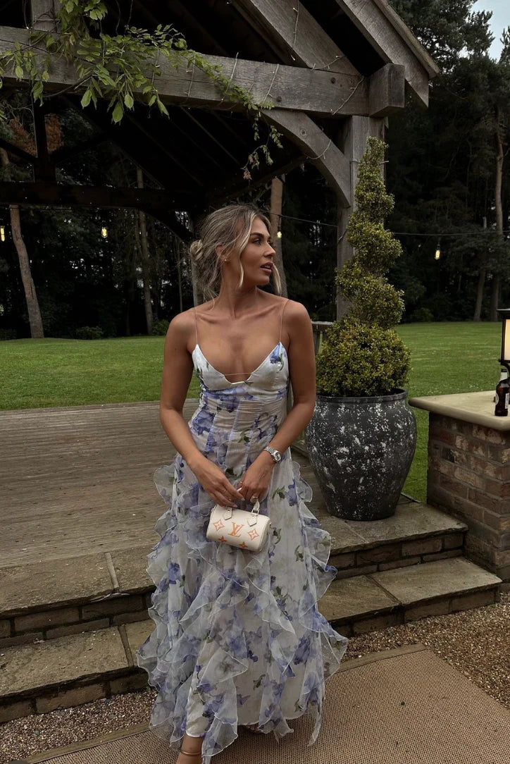 Mikayla | Floral Print Ruffle Maxi Dress