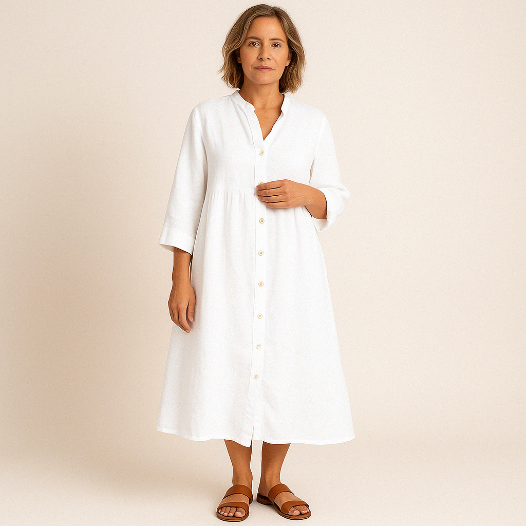 Johana | Button Front Collared Midi Shirt Dress