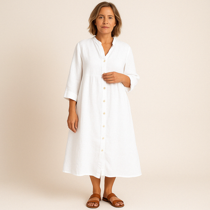 Johana | Button Front Collared Midi Shirt Dress