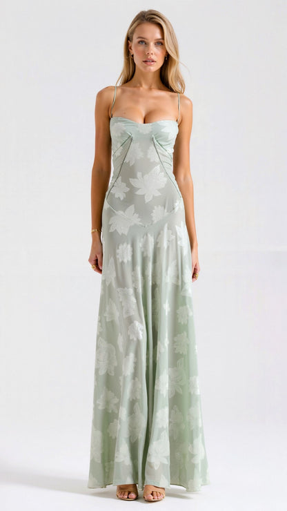 Clarissa | Floral Lace Spaghetti Strap Maxi Dress