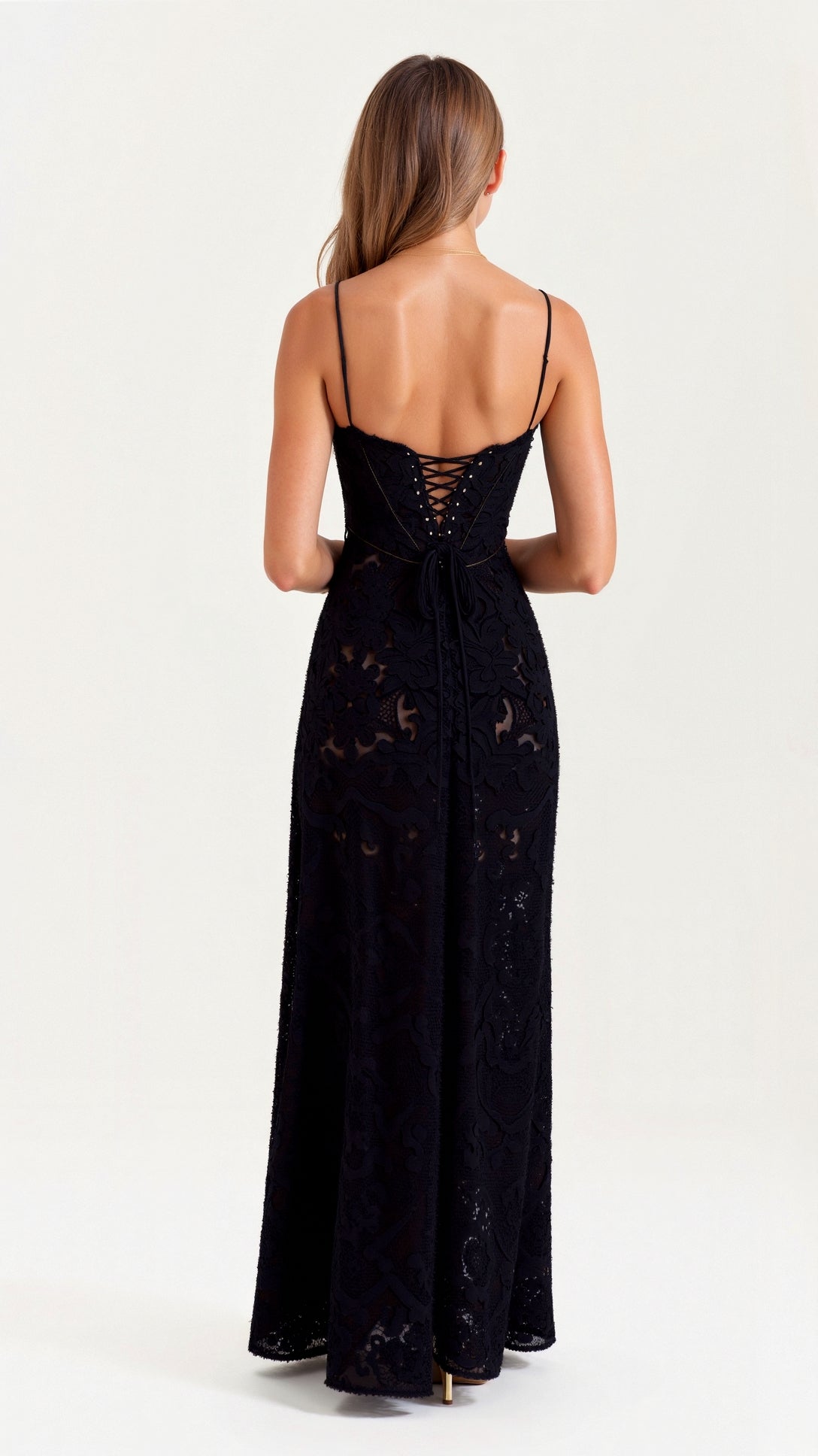 Clarissa | Floral Lace Spaghetti Strap Maxi Dress