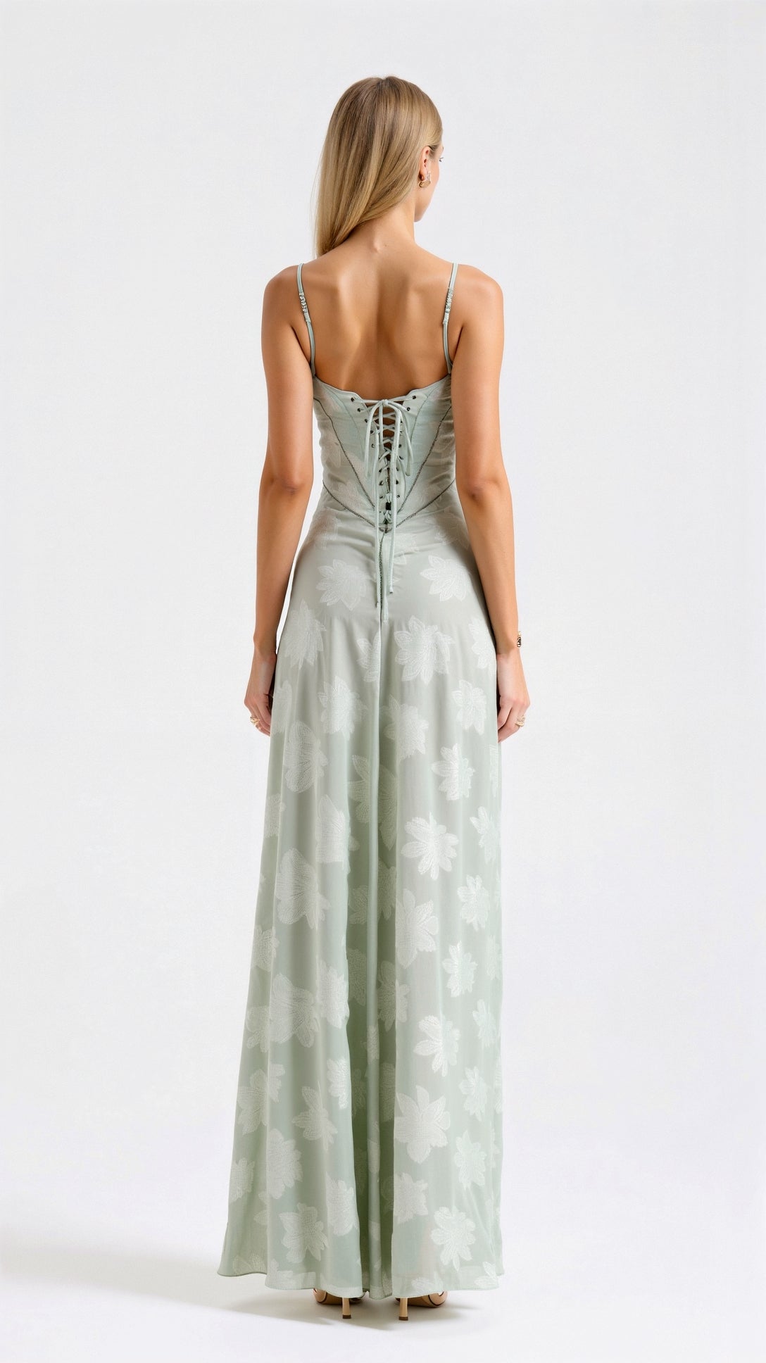 Clarissa | Floral Lace Spaghetti Strap Maxi Dress