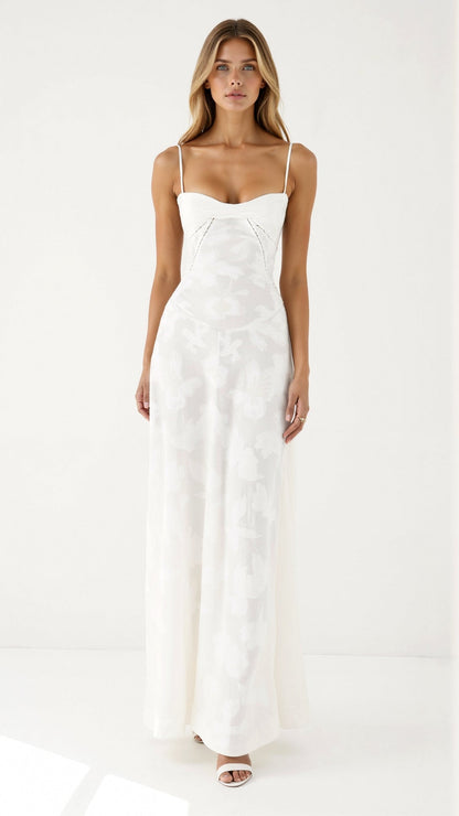 Clarissa | Floral Lace Spaghetti Strap Maxi Dress