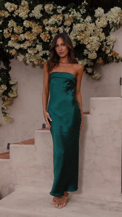 Thesa | Strapless Floral Print Maxi Dress
