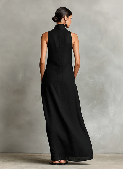 Imeria | Maxi Dress Sleeveless High Neck Pockets