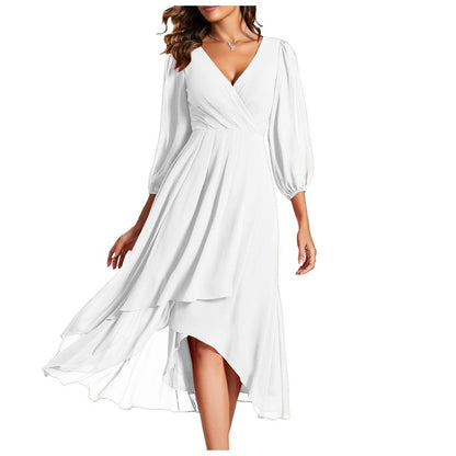 Laia | Dress With V Neck High Low Hem