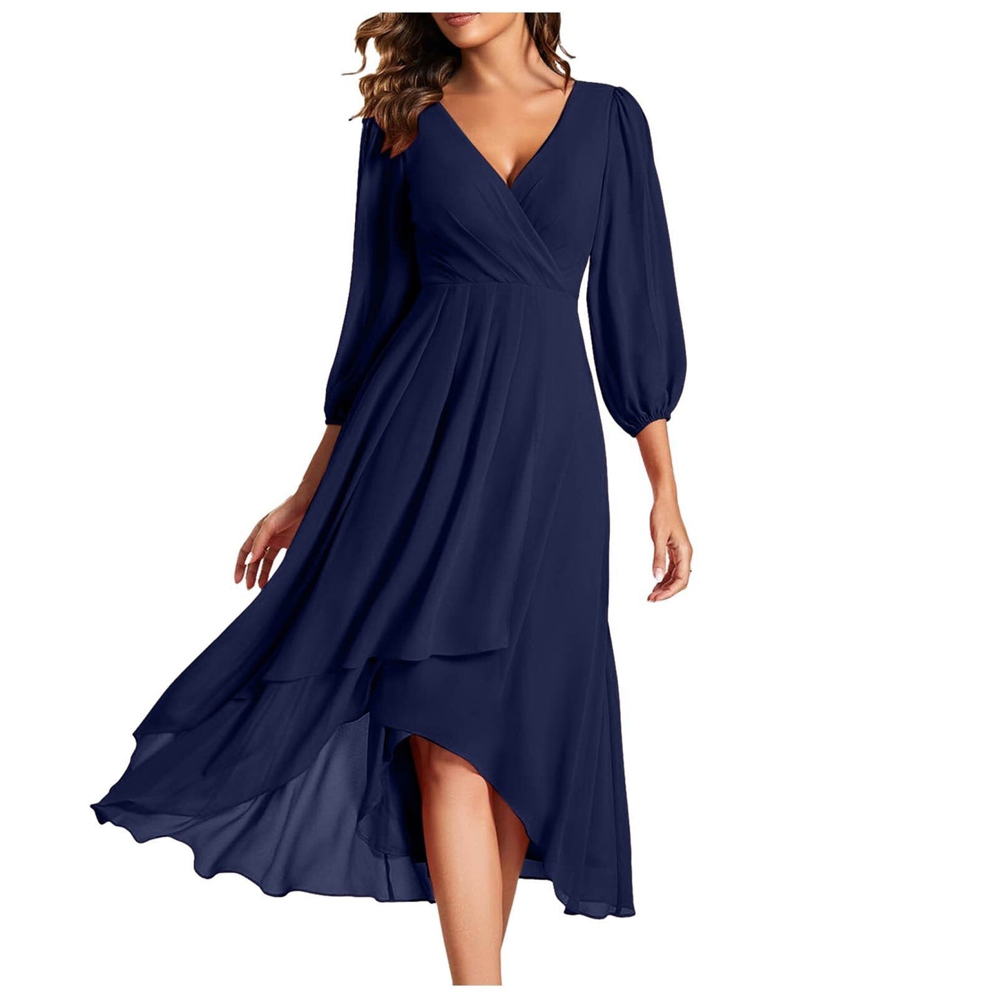 Laia | Dress With V Neck High Low Hem