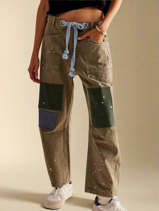 Felixa | Wide Leg Patchwork Drawstring Pants