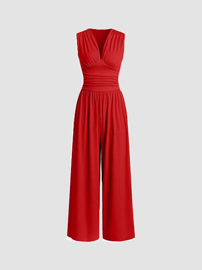 Donna | Jumpsuit Sleeveless V Neck Wide Leg
