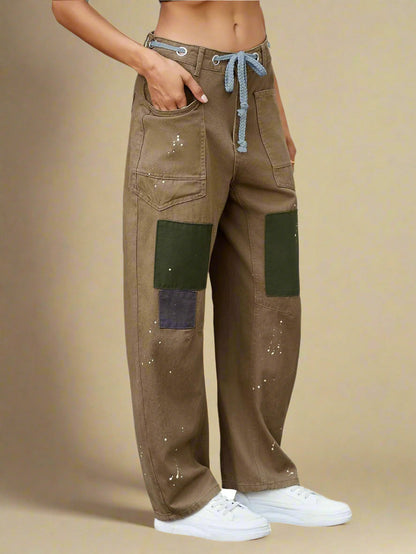 Felixa | Wide Leg Patchwork Drawstring Pants