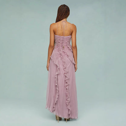 Maraike | One-Shoulder Ruffle Pleated Maxi Dress