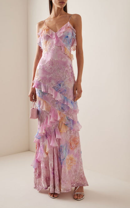 Latonya | Floral Ruffle Strap Maxi Dress