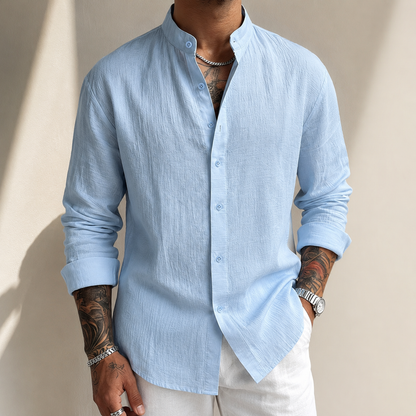 Sakkat | Textured Stand Collar Button Shirt