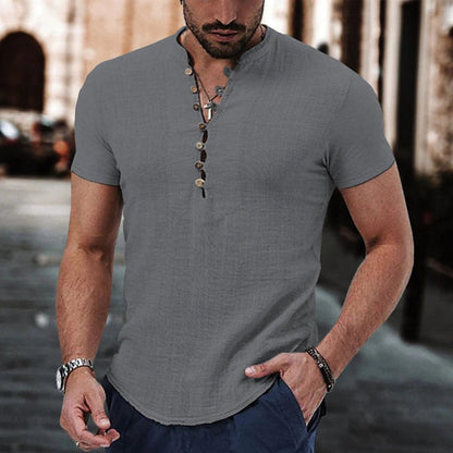 Anestis | Short Sleeve Henley Neck Shirt