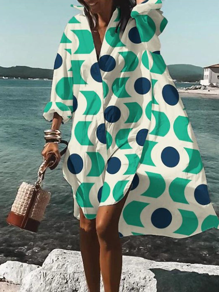 Calogera | Floral Print Loose Shirt Dress