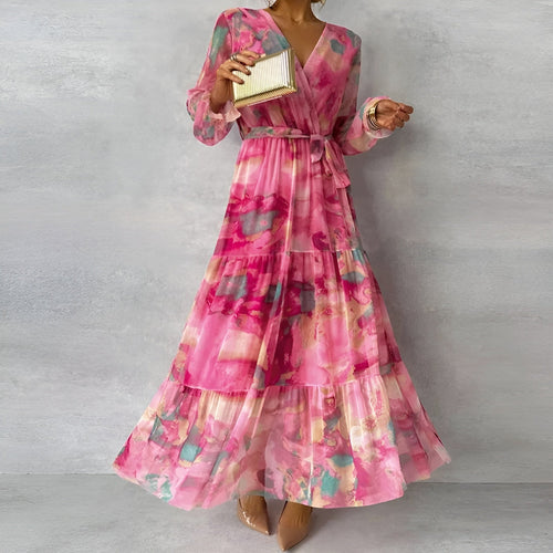 Marizanne | Floral Print Long Sleeve Wrap Maxi Dress