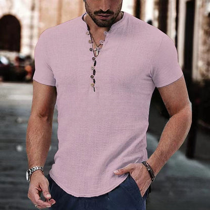 Anestis | Short Sleeve Henley Neck Shirt