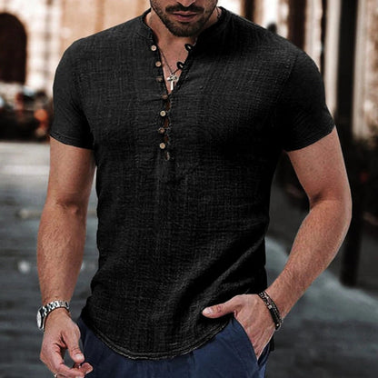 Anestis | Short Sleeve Henley Neck Shirt