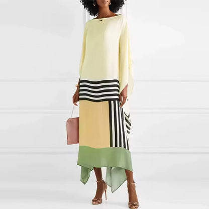 Shraddha | Striped Kaftan Midi Dress