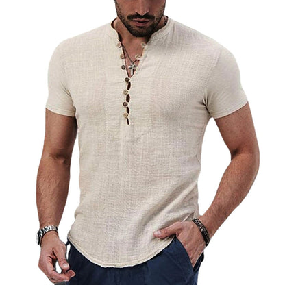 Anestis | Short Sleeve Henley Neck Shirt