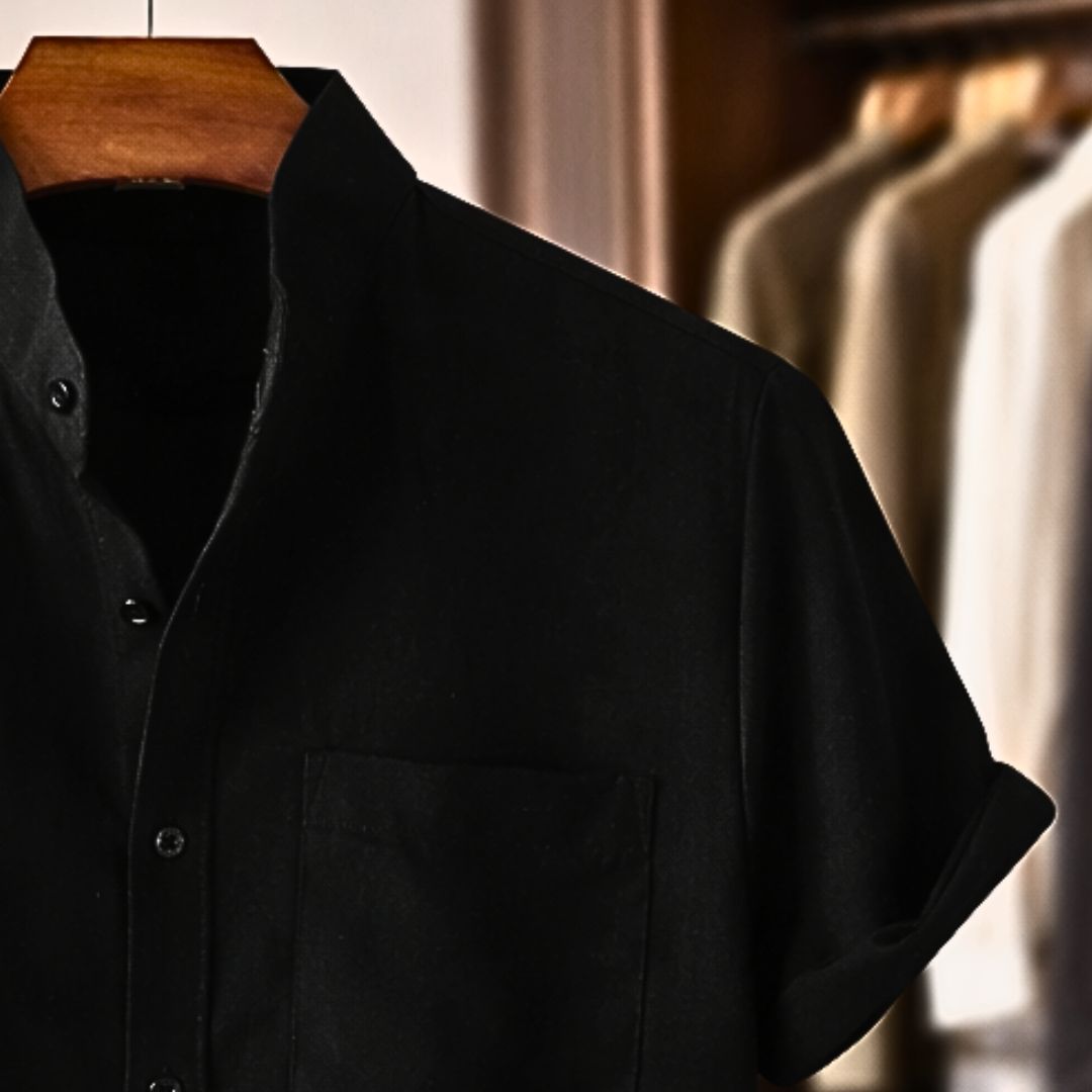 Sinzer | Shirt Short Sleeve Textured Button Front Pocket