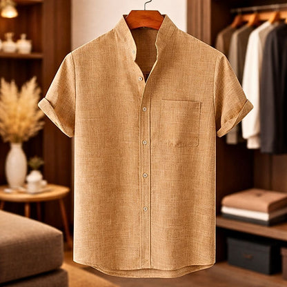 Sinzer | Shirt Short Sleeve Textured Button Front Pocket