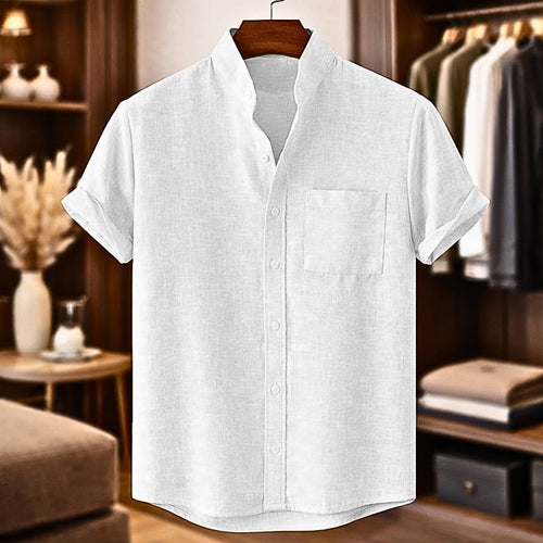 Sinzer | Shirt Short Sleeve Textured Button Front Pocket