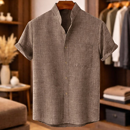Sinzer | Shirt Short Sleeve Textured Button Front Pocket