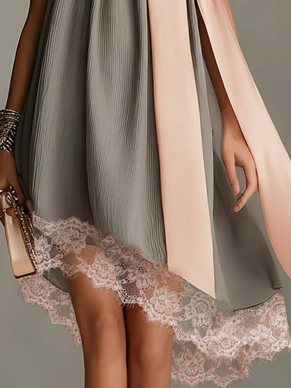 Robin | Sleeveless Pleated Bow Neck Mini Dress