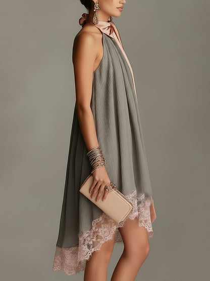 Robin | Sleeveless Pleated Bow Neck Mini Dress