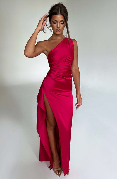 Genesis | One Shoulder Ruched Split Maxi Dress