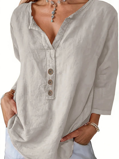 Mykaela | Blouse With Button V Neckline