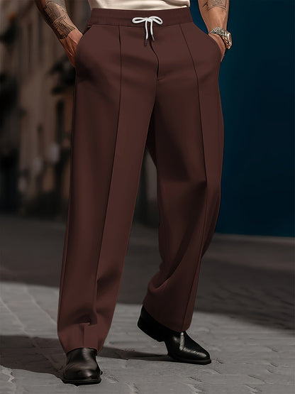 Raimi | Trousers Drawstring Waist Wide Leg Solid Color