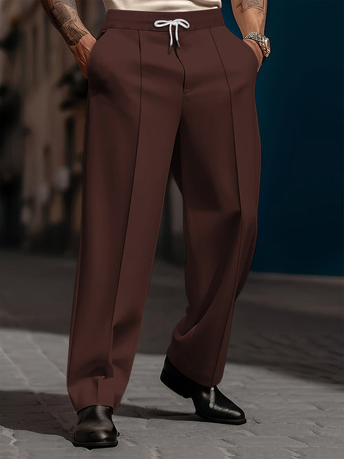 Raimi | Trousers Drawstring Waist Wide Leg Solid Color