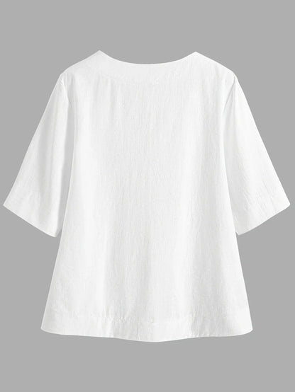 Mattea | V Neck Loose Fit Short Sleeve Top