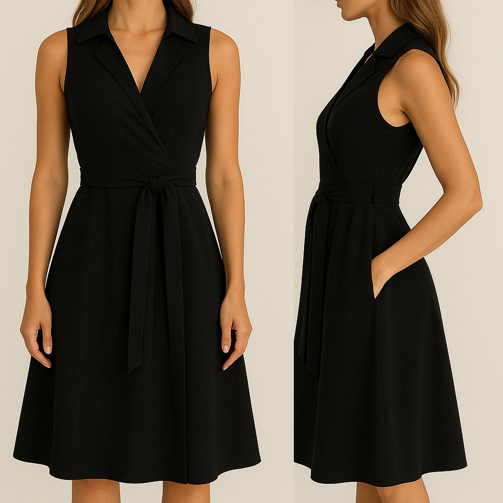 Minnie | Sleeveless Wrap Neck Tie Waist Dress