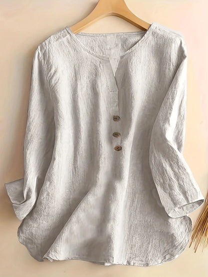 Mykaela | Blouse With Button V Neckline