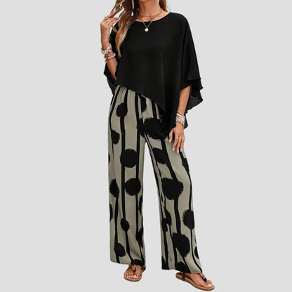 Paolina | Jumpsuit Black Overlay Top Wide Leg