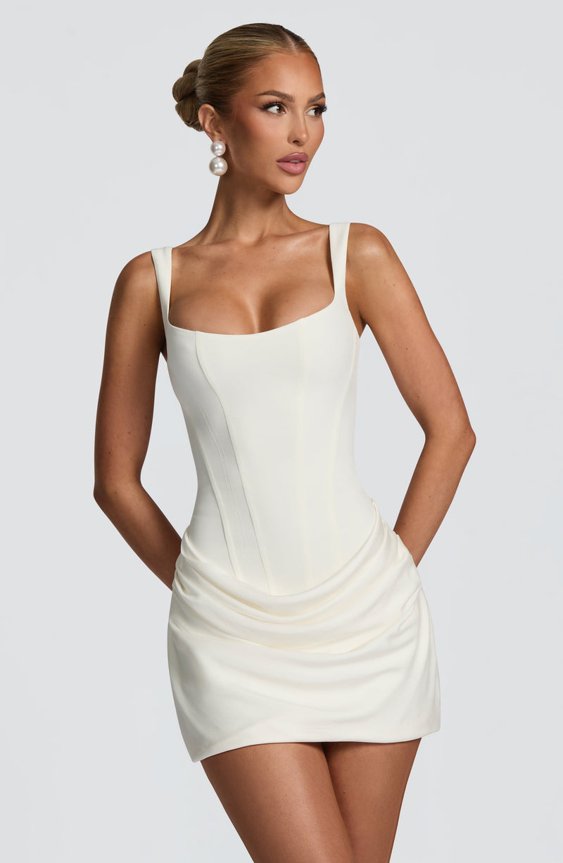 Manuella | Square Neck Draped Mini Dress